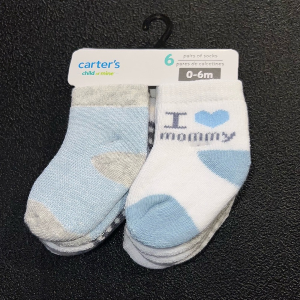 Carter's Baby Socks 6-Pack Blue and White